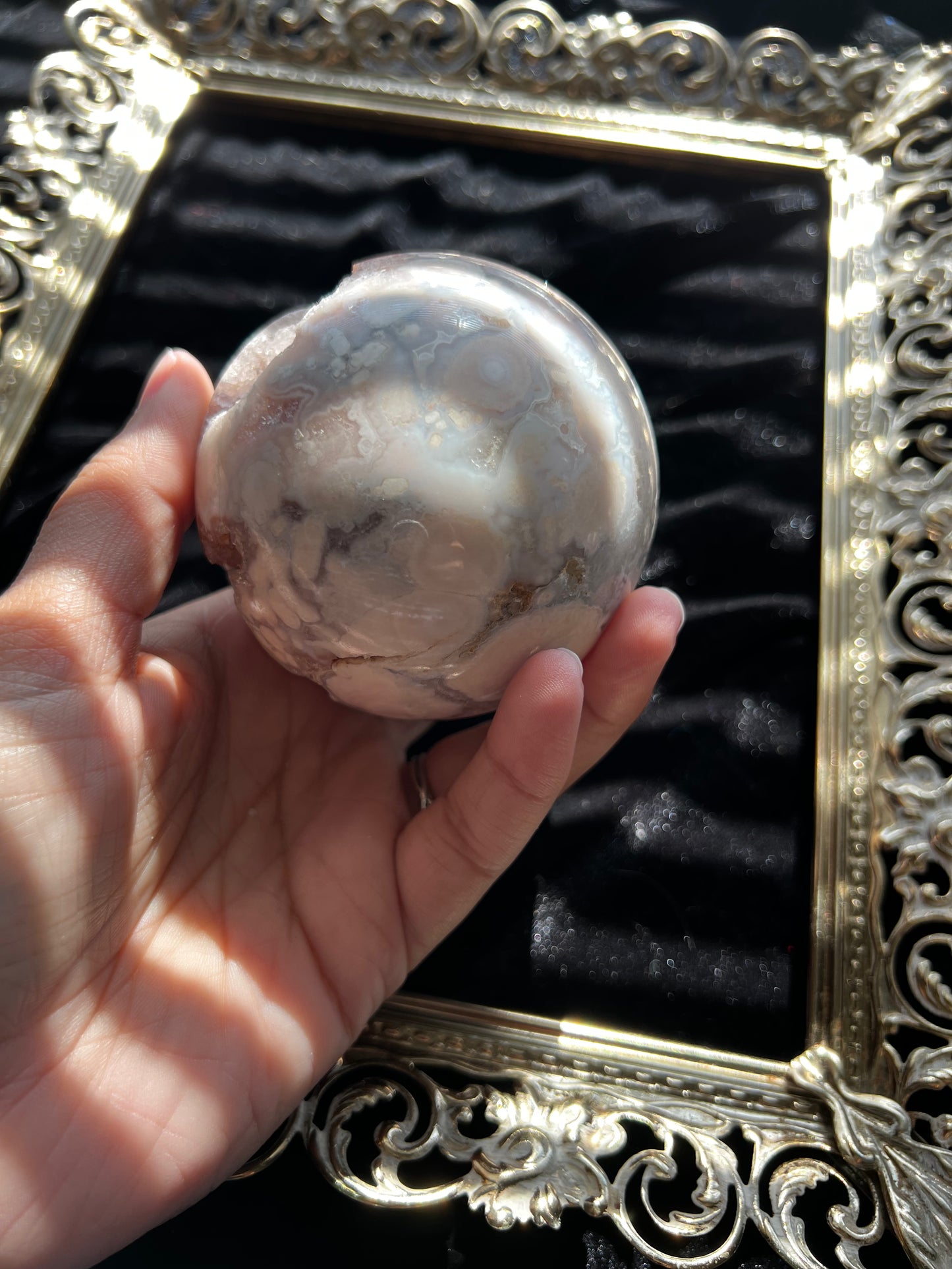 Pink Amethyst and Flower Agate Sphere