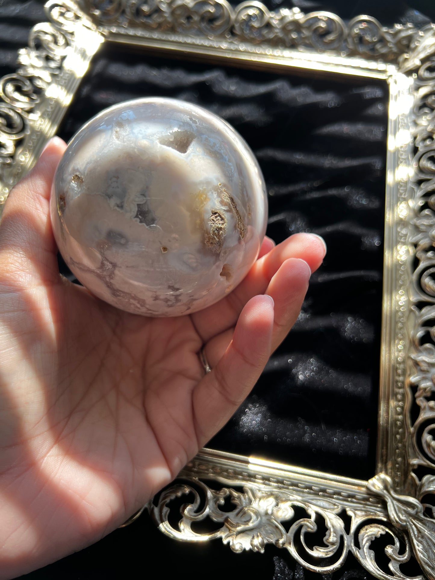 Pink Amethyst and Flower Agate Sphere