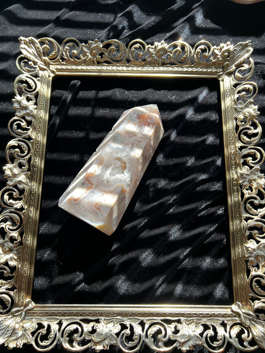 Pink Amethyst and Flower Agate Tower