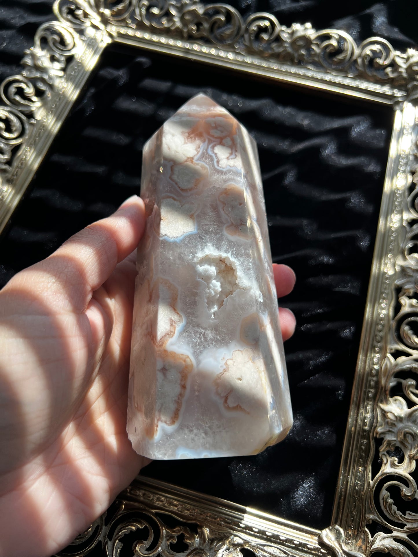 Pink Amethyst and Flower Agate Tower