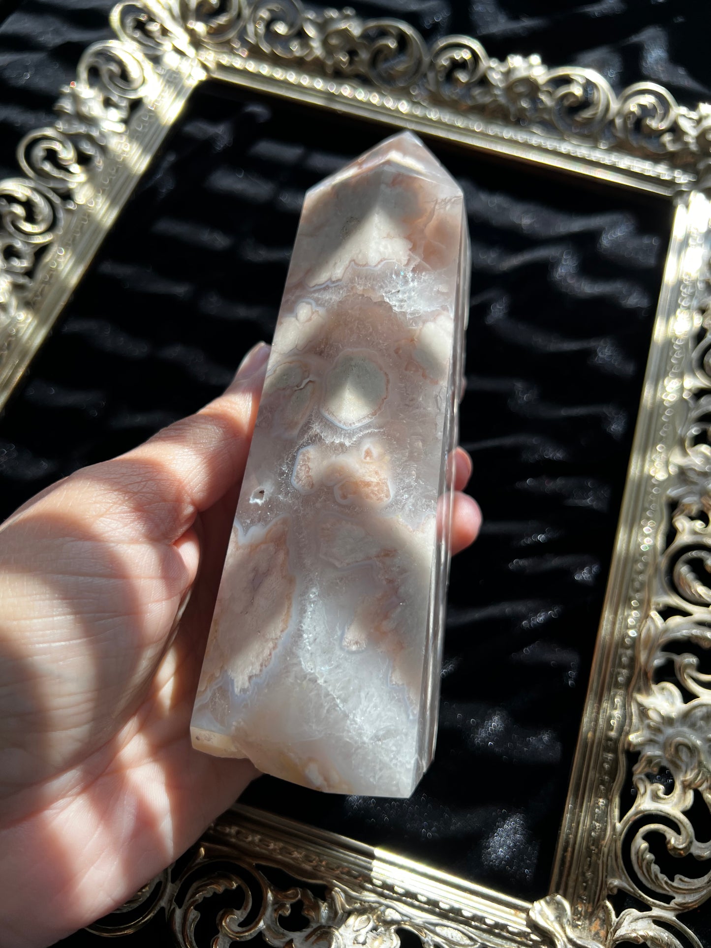 Pink Amethyst and Flower Agate Tower