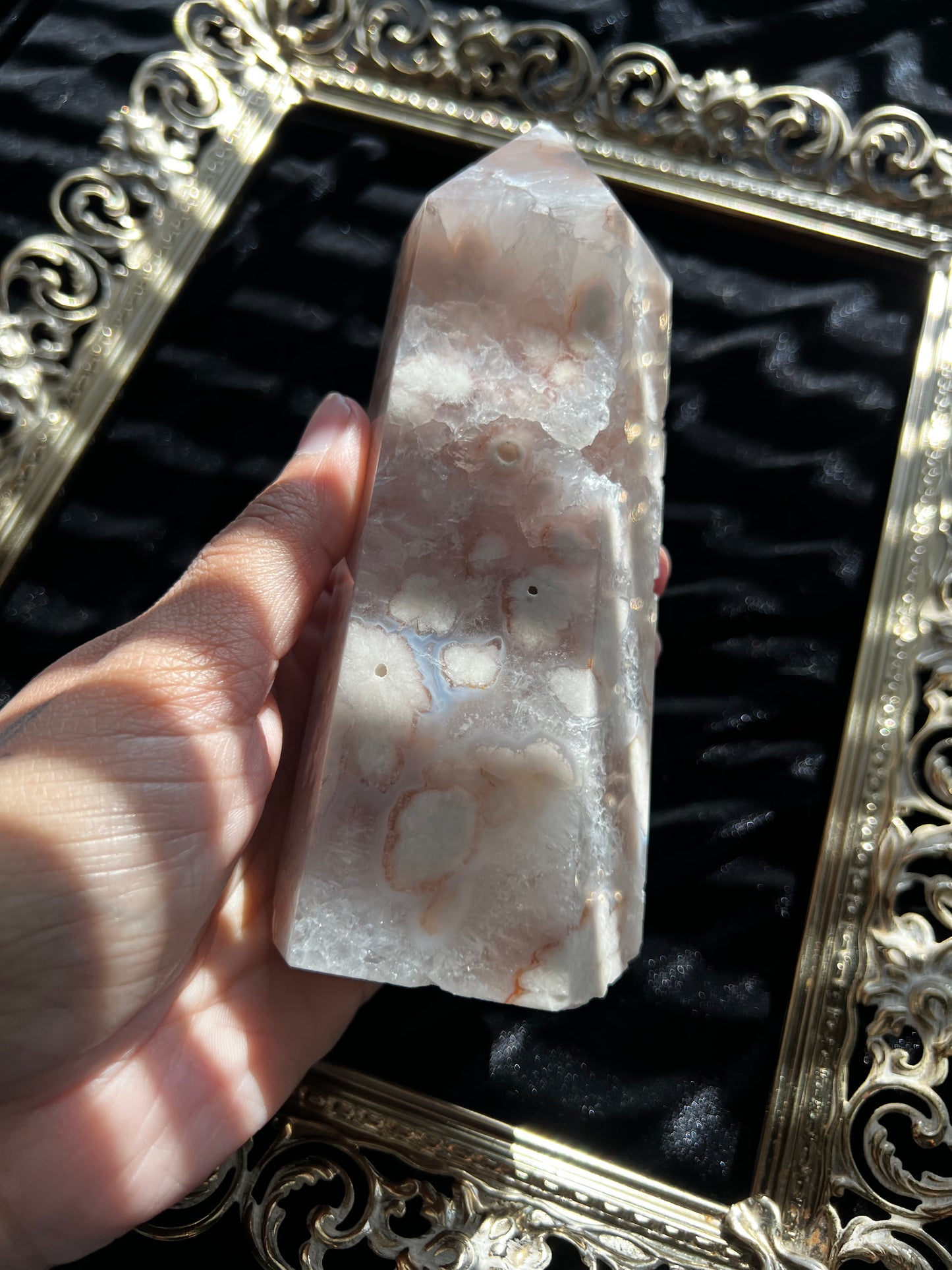 Pink Amethyst and Flower Agate Tower